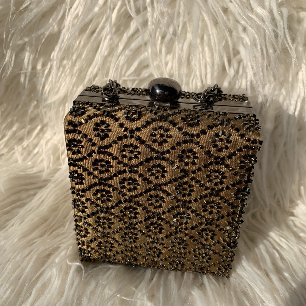 ✨Inge Christopher Pewter Evening Beaded Box Clutch - Picture 6 of 8